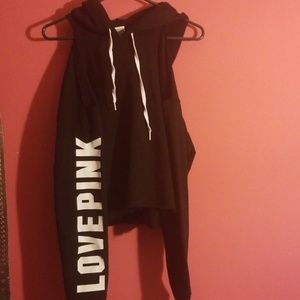 Pink crop sweatshirt with open shoulder